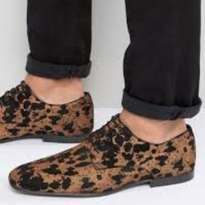 New ASOS Metallic Leopard Print Suede Lace Up